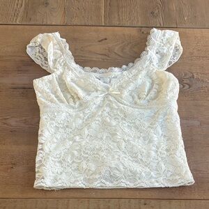 Full Tilt Cream Lace Detail Top
